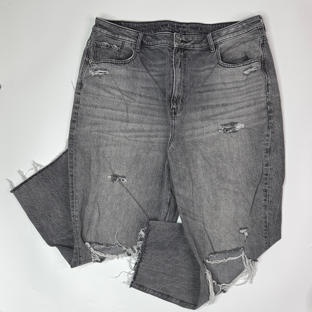 American Eagle Highest Rise Mom Black Gray Jeans Size 18 Regular